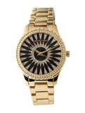 Michael Kors Layton Quartz Black Dial Gold Steel Strap Watch For Women - MK6892