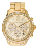 Michael Kors Bryn Pavé Quartz Gold Dial Gold Steel Strap Watch For Women - MK7199