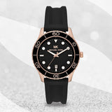 Michael Kors Runway Quartz Black Dial Black Silicone Strap Watch For Women - MK6852