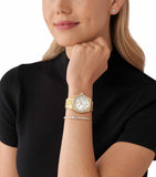 Michael Kors Lexington Mother of Pearl White Dial Gold Steel Strap Watch for Women - MK1079