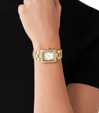 Michael Kors Emery Three-Hand Crystals Silver Dial Gold Steel Strap Watch for Women - MK4640