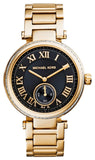 Michael Kors Skylar Black Dial Gold Steel Strap Watch for Women - MK5989