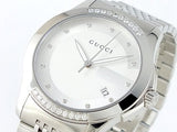 Gucci G Timeless Diamonds Silver Dial Silver Steel Strap Watch For Men - YA126407