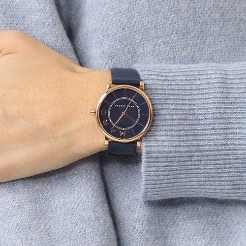 Marc Jacobs Roxy Navy Blue Dial Navy Blue Leather Strap Watch for Women - MJ1539