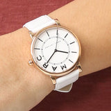 Marc Jacobs Roxy White Dial White Leather Strap Watch for Women - MJ1561