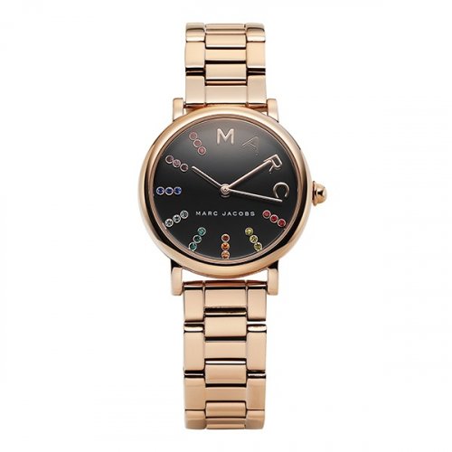 Marc Jacobs Roxy Black Dial Rose Gold Steel Strap Watch for Women - MJ3569