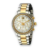 Michael Kors Brinkley Chronograph Silver Dial Two Tone Steel Strap Watch for Women - MK6188