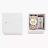 Michael Kors Three Hand Silver Dial Gold Steel Strap Watch for Women - MK1051