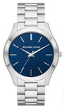 Michael Kors Slim Runway Analog Blue Dial Silver Steel Strap Watch for Men - MK1060