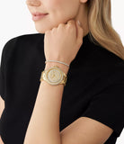 Michael Kors Camille Three-Hand Crystals Gold Dial Gold Steel Strap Watch for Women - MK1067