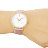 Michael Kors Portia Quartz White Dial Pink Leather Strap Watch For Women - MK2659