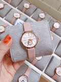 Michael Kors Petite Portia Silver Dial Pink Rubber Strap Watch For Women - MK2735