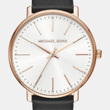 Michael Kors Pyper Quartz White Dial Black Leather Strap Watch For Women - MK2834