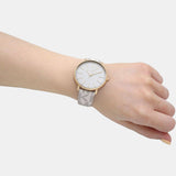 Michael Kors Pyper Quartz Silver Dial White Leather Strap Watch For Women - MK2858