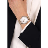 Michael Kors Layton Mother of Pearl White Dial Brown Leather Strap Watch For Women - MK2910