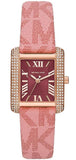 Michael Kors Emery Quartz Diamonds Red Dial Pink Leather Strap Watch For Women - MK2966