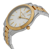 Michael Kors Runway Slim Silver Dial Two Tone Stainless Steel Strap Watch for Women - MK3198