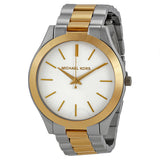 Michael Kors Runway Slim Silver Dial Two Tone Stainless Steel Strap Watch for Women - MK3198