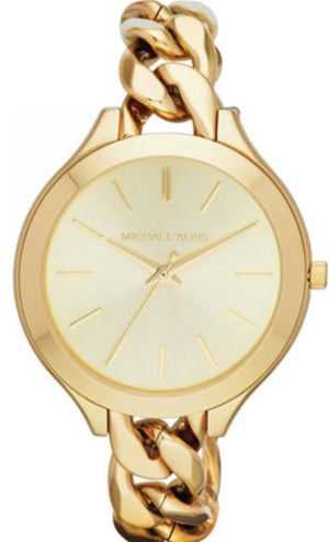 Michael Kors Runway Gold Dial Gold Steel Strap Watch for Women - MK3222