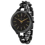 Michael Kors Slim Runway Black Dial Black Steel Strap Watch for Women - MK3317