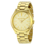 Michael Kors Slim Runway Gold Dial Gold Steel Strap Watch for Women - MK3335