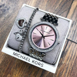 Michael Kors Darci Crystal Pink Dial Silver Stainless Steel Strap Watch for Women - MK3352