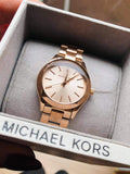 Michael Kors Slim Runway Rose Gold Dial Rose Gold Steel Strap Watch for Women - MK3513