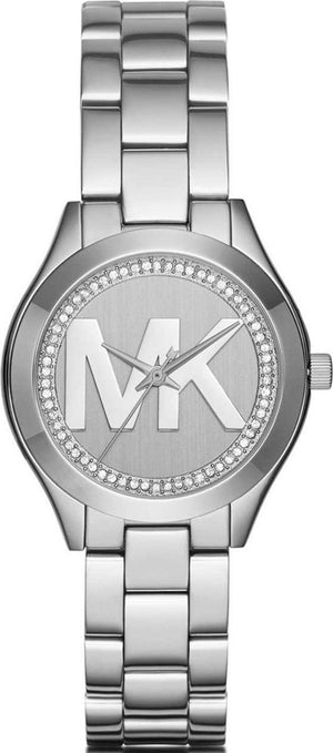 Michael Kors Mini Slim Runway Silver Dial Silver Steel Strap Watch for Women - MK3548