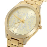 Michael Kors Slim Runway Gold Dial Gold Steel Strap Watch for Women - MK3590