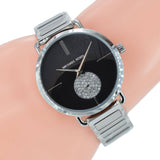 Michael Kors Portia Black Dial Silver Steel Strap Watch for Women - MK3638