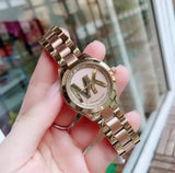 Michael Kors Mini Slim Runway Rose Gold Dial Two Tone Steel Strap Watch for Women - MK3650