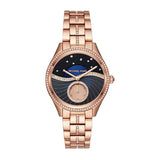 Michael Kors Lauryn Blue Dial Rose Gold Steel Strap Watch for Women - MK3723