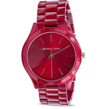 Michael Kors Slim Runway Red Dial Red Steel Strap Watch For Women - MK3895