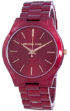 Michael Kors Slim Runway Red Dial Red Steel Strap Watch For Women - MK3895