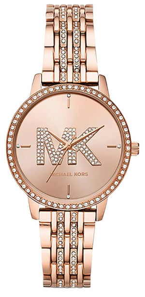 Michael Kors Melissa Pave Quartz Rose Gold Dial Rose Gold Steel Strap Watch for Women - MK4372