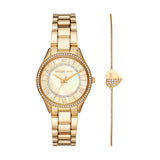 Michael Kors Lauryn Quartz Mother of Pearl Gold Dial Gold Steel Strap Watch For Women - MK4490