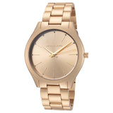 Michael Kors Slim Runway Quartz Gold Dial Gold Steel Strap Watch For Women - MK4501