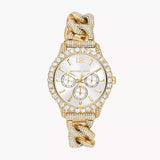 Michael Kors Layton Multifunction Glitz Silver Dial Gold Steel Strap Watch for Women - MK4653