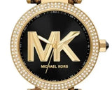 Michael Kors Parker Black Dial Cheetah Print Brown Leather Strap Watch For Women - MK4723