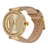 Michael Kors Parker Three-Hand Gold Dial Brown Leather Strap Watch For Women - MK4725