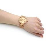 Michael Kors Parker Three-Hand Gold Dial Brown Leather Strap Watch For Women - MK4725