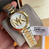 Michael Kors Slim Runway Three Hand Silver Dial Two Tone Steel Strap Watch For Women - MK4735