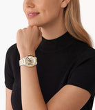 Michael Kors Slim Runway Three Hand Silver Dial Two Tone Steel Strap Watch For Women - MK4735