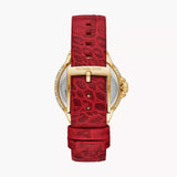 Michael Kors Camille Three-Hand Red Dial Red Leather Strap Watch for Women - MK4750