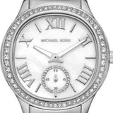 Michael Kors Sage Three-Hand White Dial Silver Steel Strap Watch for Women - MK4807