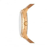 Michael Kors Sage Three-Hand Mother of Pearl White Dial Brown Leather Strap Watch for Women - MK4819