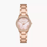 Michael Kors Sage Three-Hand Crystals Mother of Pearl Dial Rose Gold Steel Strap Watch for Women - MK4823