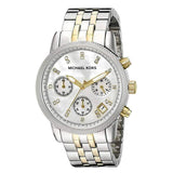 Michael Kors Ritz Chronograph White Dial Two Tone Steel Strap Watch for Women - MK5057