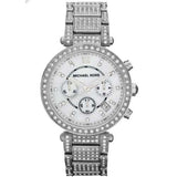 Michael Kors Parker Mother of Pearl Dial Diamonds Silver Steel Strap Watch for Women - MK5572