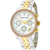 Michael Kors Ritz White Dial Two Tone Steel Strap Watch for Women - MK5650